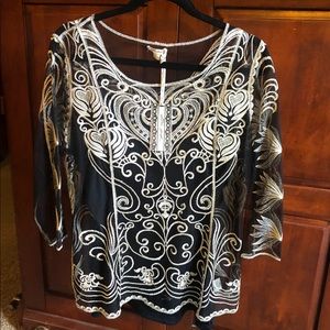 NWT- Ultra Pink Black Blouse (size large)